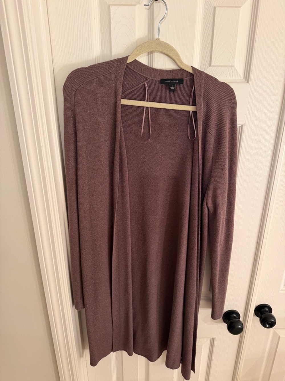 Ann Taylor Dusty Rose Open-Front Long Cardigan
